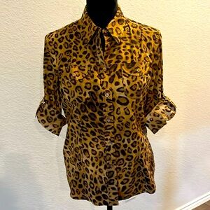 Leopard Print Button Up Blouse